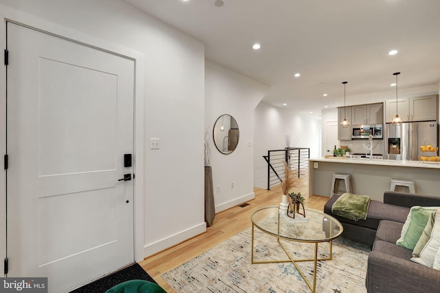 living room featuring light hardwood / wood-style flooring