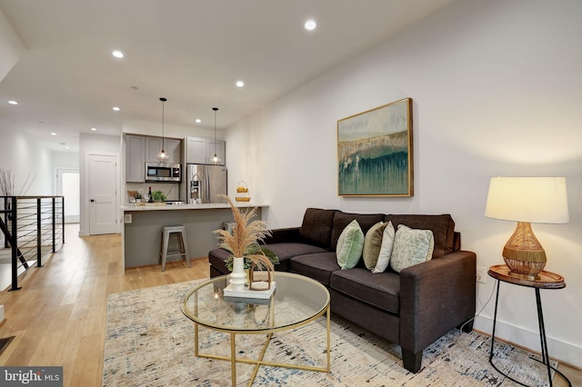 living room featuring light wood-type flooring