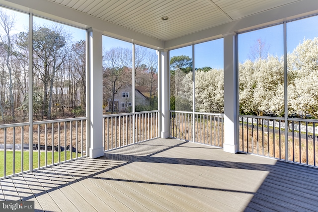 view of unfurnished sunroom