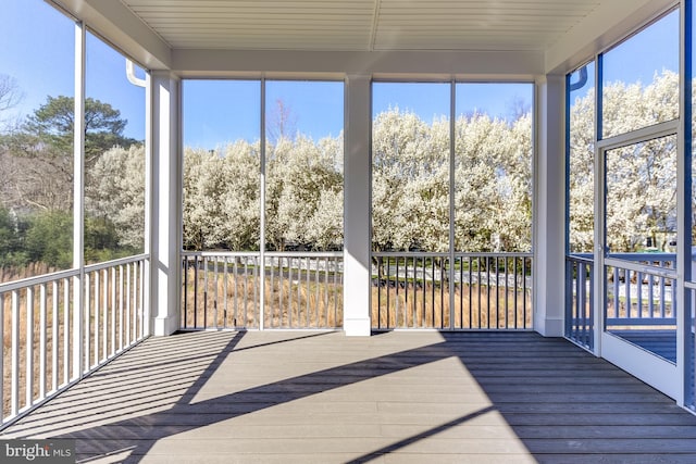 view of unfurnished sunroom
