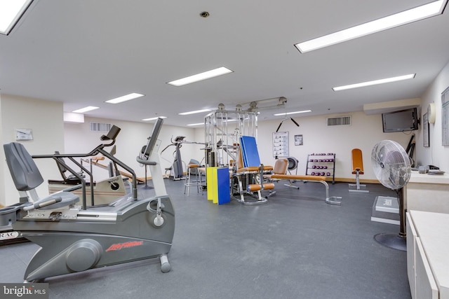 gym with visible vents