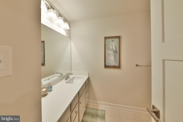 bathroom featuring vanity and tile patterned flooring