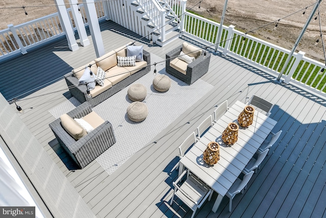 deck featuring an outdoor living space