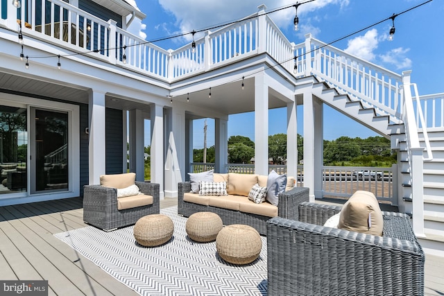 deck featuring an outdoor living space