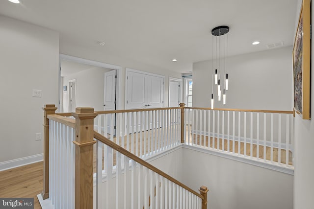 hall featuring light wood-type flooring