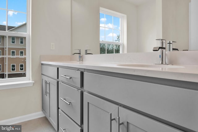 bathroom featuring tile patterned flooring and vanity