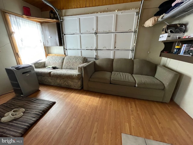 living room with light hardwood / wood-style floors