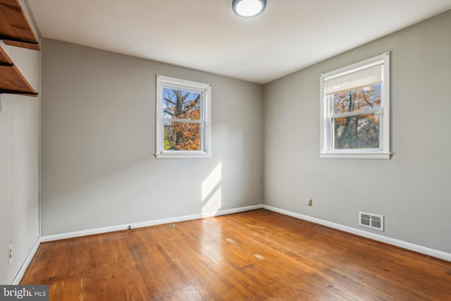 spare room featuring wood-type flooring