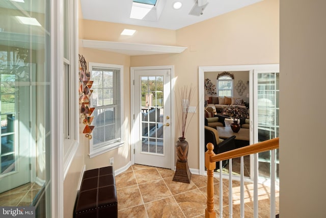 doorway featuring a skylight