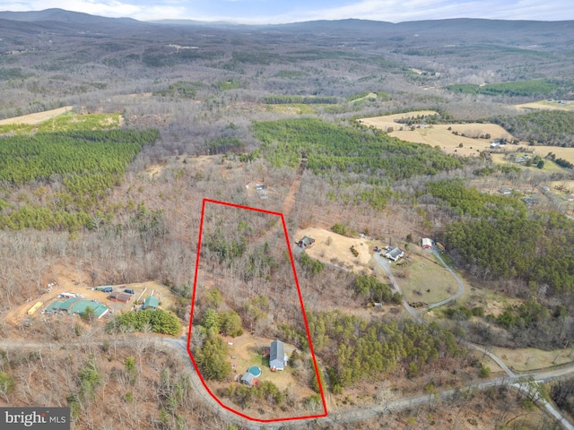 birds eye view of property featuring a mountain view