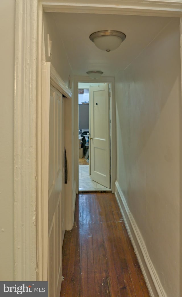 hall featuring dark hardwood / wood-style flooring