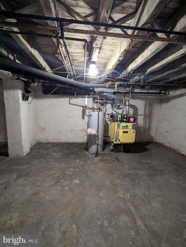 basement with gas water heater