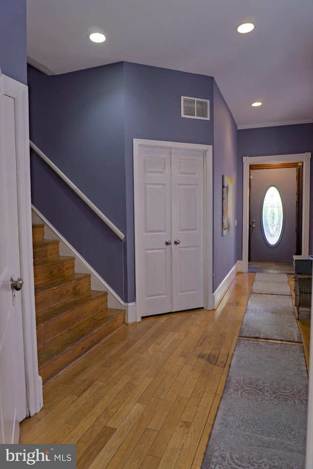 foyer featuring light hardwood / wood-style floors