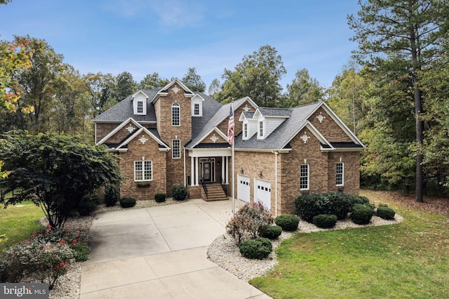 craftsman-style home with a front yard and a garage