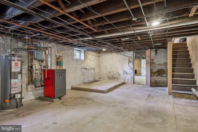 basement with water heater