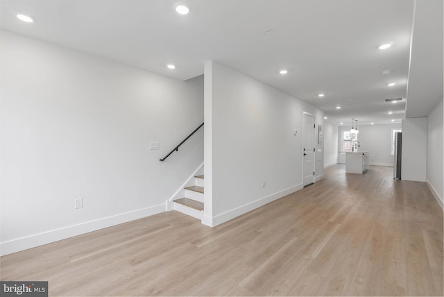 interior space with light hardwood / wood-style flooring