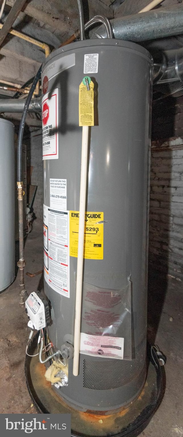 utility room with water heater