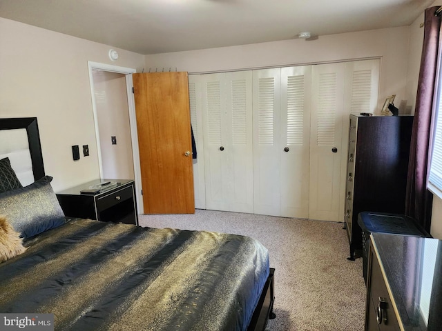 carpeted bedroom with a closet