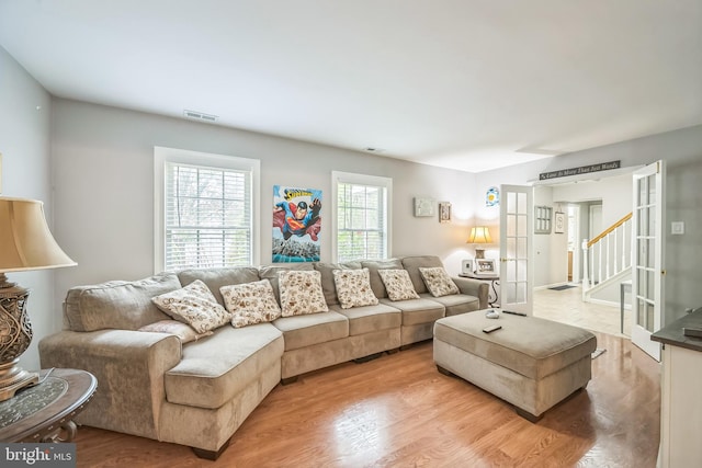 living room featuring wood-type flooring