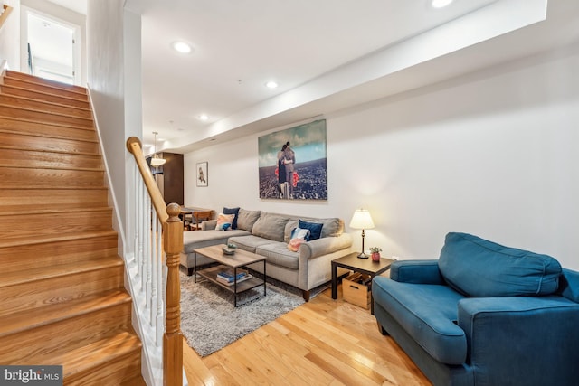 living room with hardwood / wood-style floors