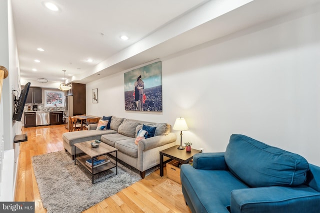 living room featuring light hardwood / wood-style flooring