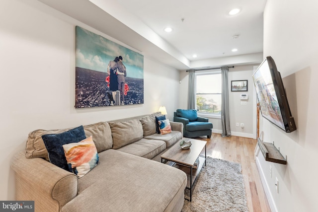 living room featuring light hardwood / wood-style flooring