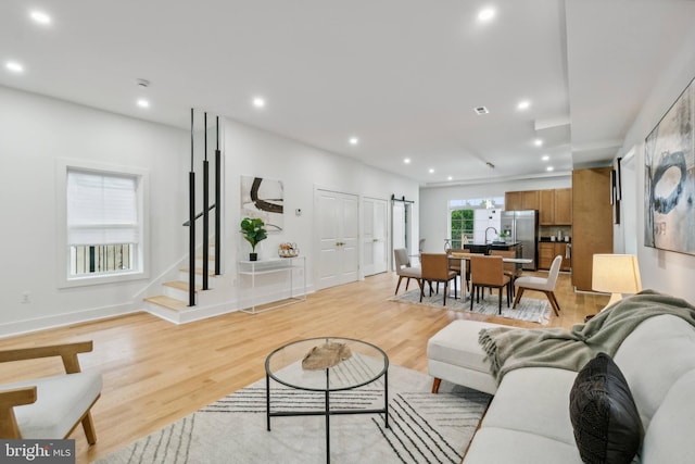 living room featuring light hardwood / wood-style floors