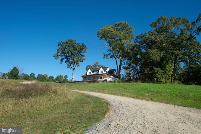 view of road with a rural view