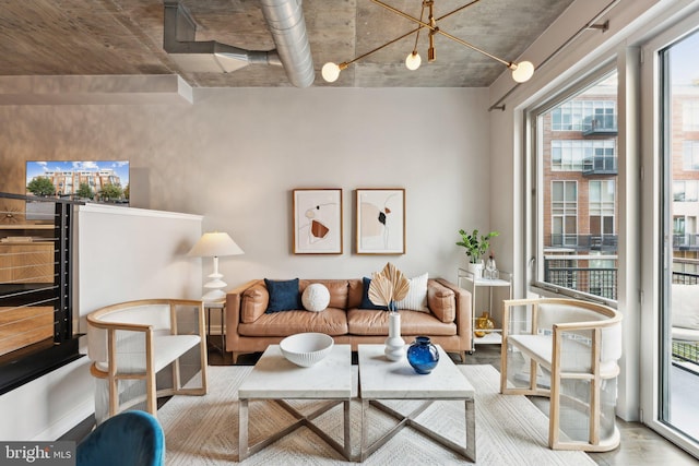 living room featuring light wood-type flooring