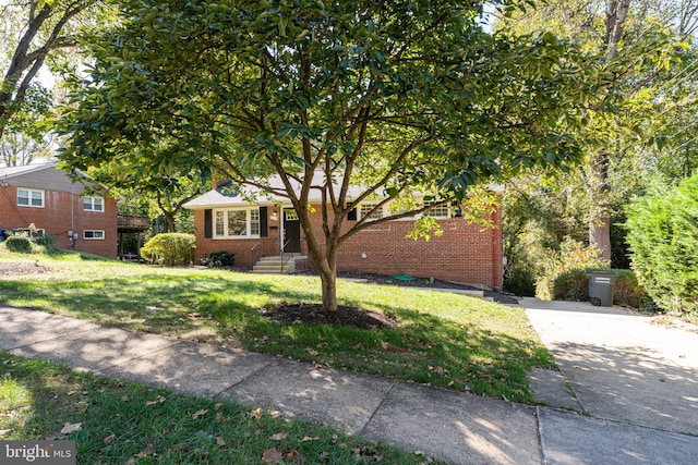 view of front of property featuring a front lawn