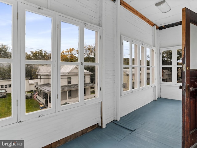 view of unfurnished sunroom