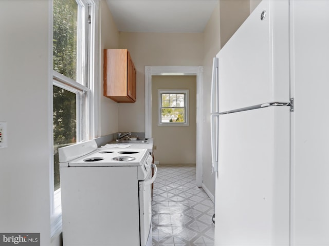 kitchen featuring sink and white appliances