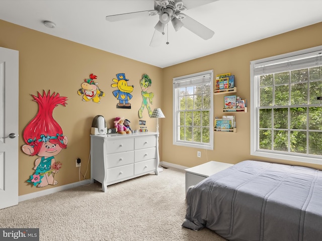 211 Glyndon Meadow Rd, Reisterstown, MD 21136 - bedroom with baseboards, carpet flooring, and ceiling fan