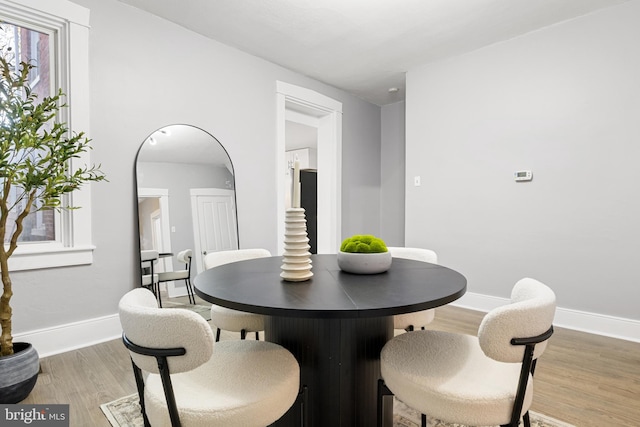 dining area featuring wood-type flooring