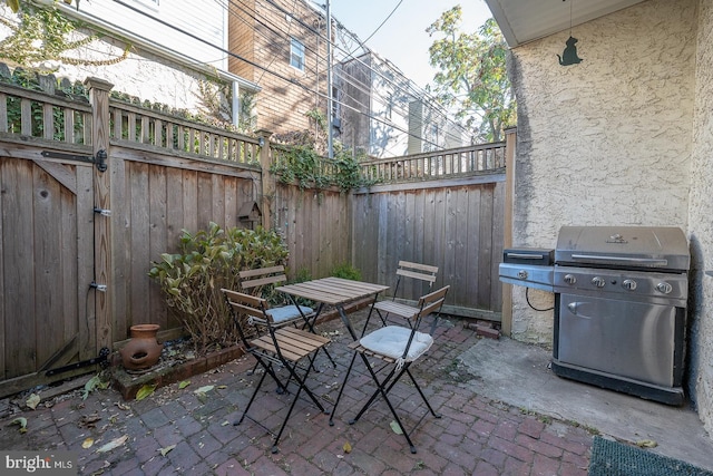 view of patio / terrace featuring a grill