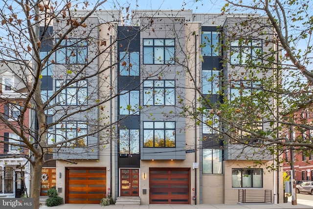 contemporary home featuring a garage