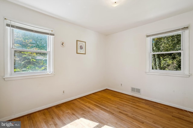 spare room featuring light hardwood / wood-style floors and a wealth of natural light