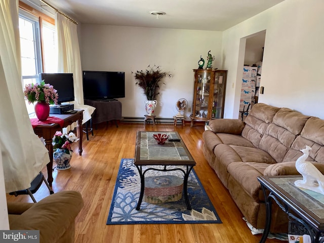 living room featuring hardwood / wood-style flooring