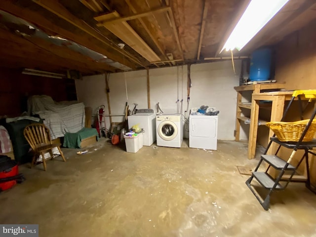 basement with separate washer and dryer