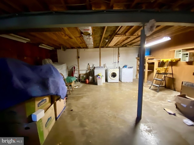 basement with independent washer and dryer