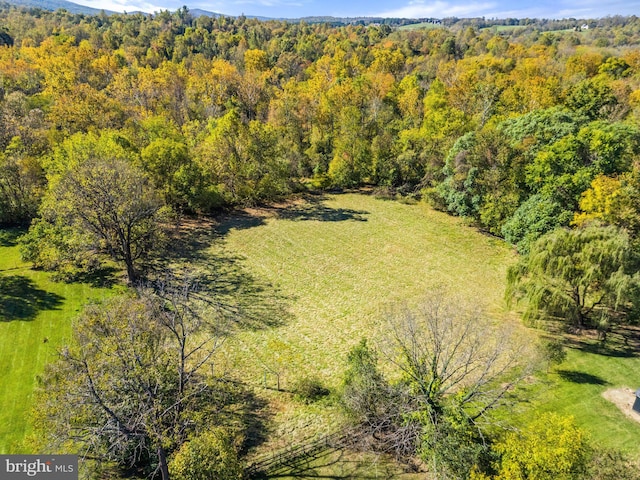 drone / aerial view with a forest view