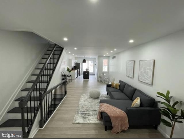 living room featuring light hardwood / wood-style flooring