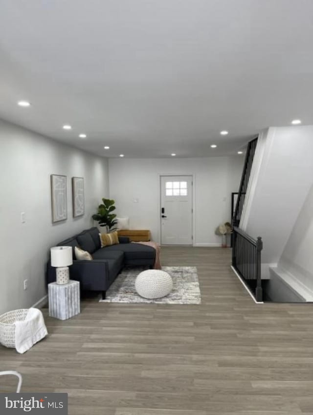 living room with light wood-type flooring