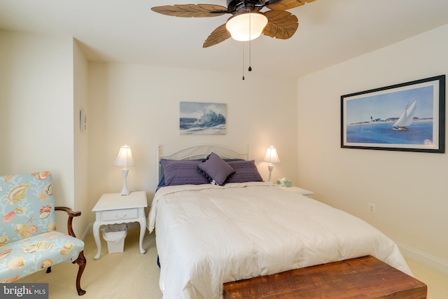 bedroom featuring carpet and ceiling fan