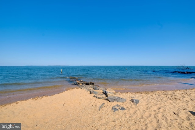 view of water feature featuring a view of the beach