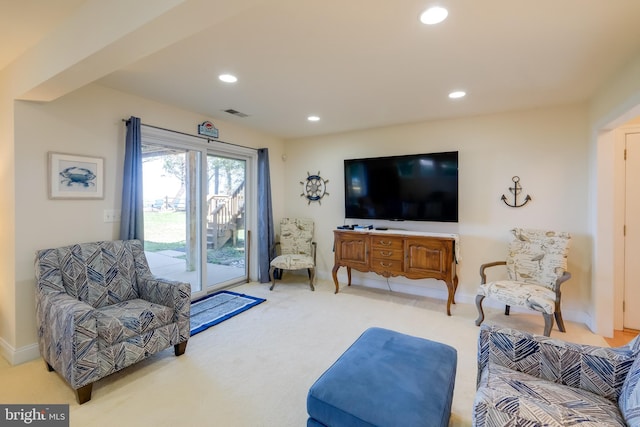 living room featuring carpet floors