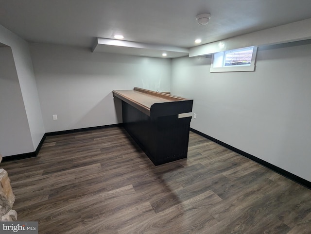 interior space with dark hardwood / wood-style flooring