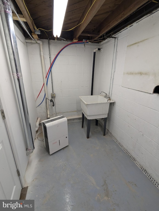 basement with sink