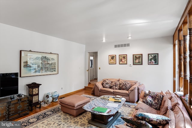 living room with wood-type flooring