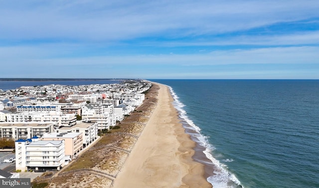 property view of water featuring a beach view